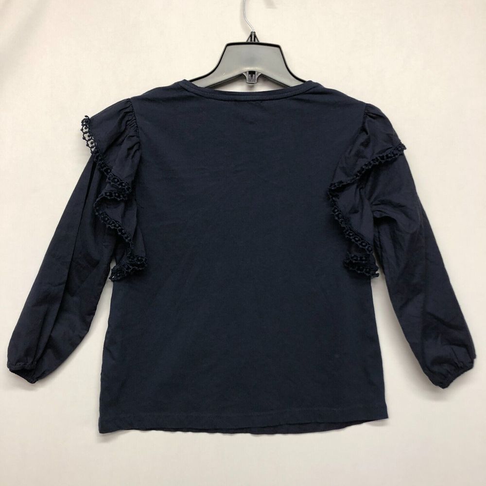 J. CREW Embroidered Ruffle Sleeve Top Blouse Navy Blue Size Extra Small M115 -22 - Picture 11 of 13